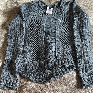 BCBG  MaxAzria Denim Blue Open Knit Sweater S